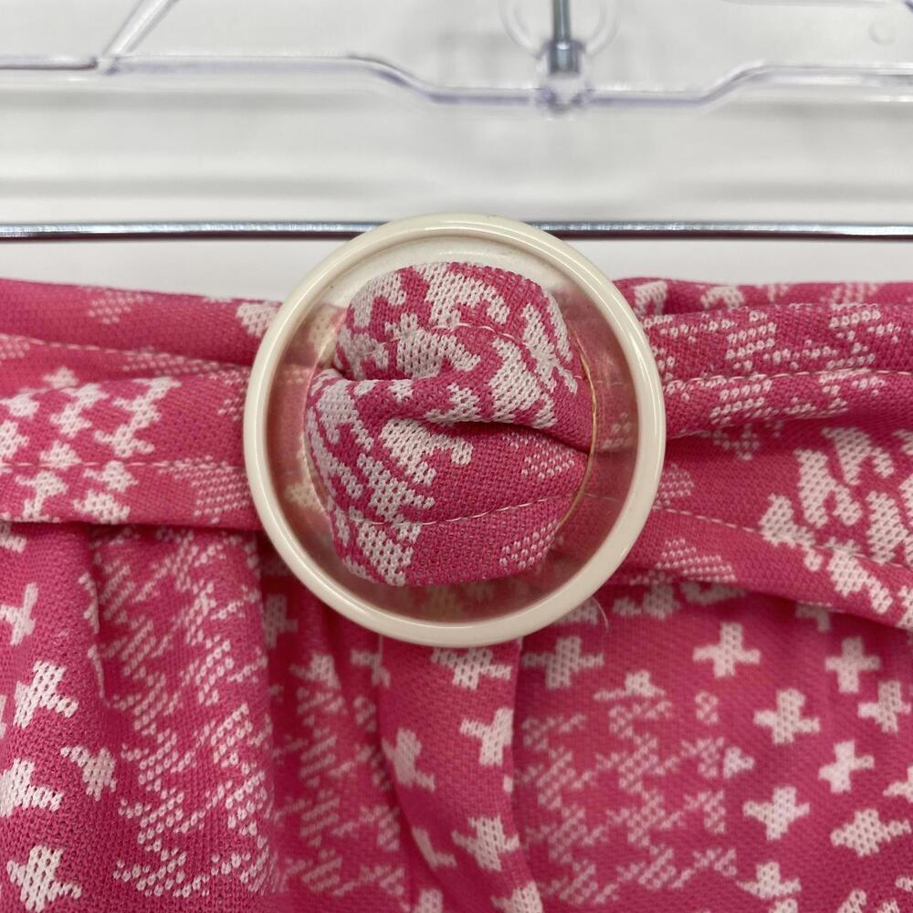 Vintage Rare Trendy Pink & White Check Print Wide-Leg Pants with Belt - Picture 5 of 16
